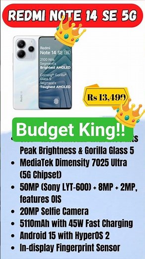 Redmi Note 14 SE 5G 📱🔥 Full Review | Best Budget 5G Phone 2025? #shorts #review #redmi