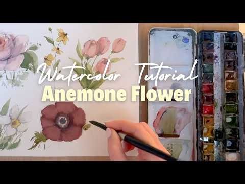 Watercolor Spring Flowers | how to paint an Anemone