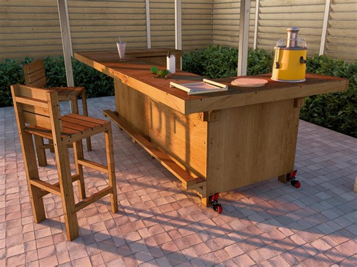 DIY Bar Plans: Indoor & Outdoor Wooden Bars, Stool Plan, PDF, 3D PDF Document Download - Etsy