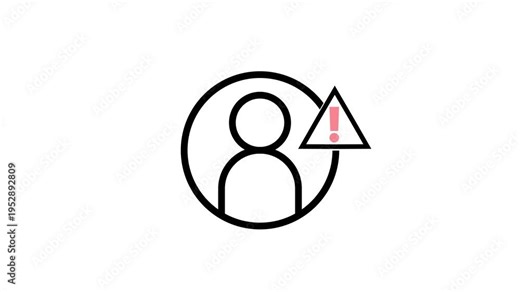 Profile Warning icon account icon. profile, user icon with Attention.User account error icon. Warning exclamation mark icon and Account failed icon.