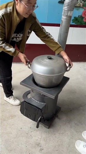 Smokeless gasification furnace burns wood and coal for heating and cooking #heatingartifact,