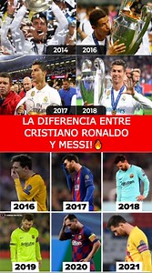 La diferencia entre Cristiano Ronaldo y Messi🔥 CR7 prometió ganar una champions para el Real Madrid y ganó cuatro, Messi prometió ganar la champions al Barcelona y nunca mas la volvieron a ganar! #messi #cr7 #championsleague #realmadrid #FCBarcelona | Elite football