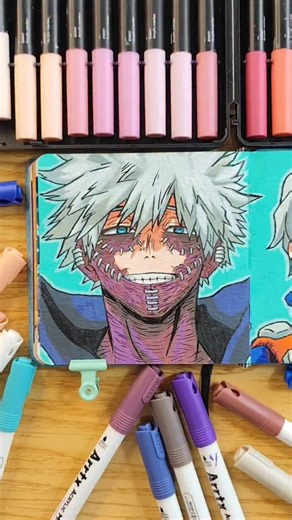 yelloww on Instagram: "Painting Dabi/ Touya Todoroki from My Hero Academia. Brothers reunited on this sketchbook spread. 🔥❄️ #myheroacademia #todoroki #todorokishouto #dabi #touyatodoroki #touya #gorgeous #animeart #leagueofvillains #animedrawing #sketchbook #acrylicmarkers #yaoyorozumomo #deku #endevour #izukumidoriya #katsukibakugo #allmight #plusultra #painting #shonenjump #reelsinstagram #reels #reelitfeelit #sketchart #mhafanart"