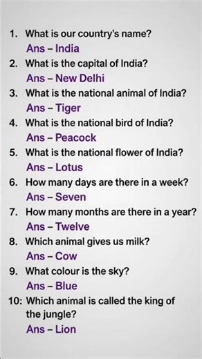1.General Knowledge Question and Answer 1st standard #gk