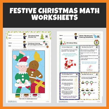 Christmas Math Worksheets Bundle | Holiday Activities | Code Breaker Puzzles K-8