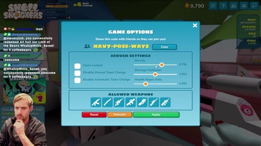 Shellshockers with YOU! Type !code in chat to join! (!coin, !hail, !1, !2 )