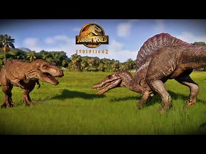 T Rex vs Spinosaurus Battle | Jurassic World Evolution 2