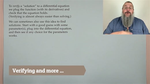 (DiffEQ, Fall 23) 03 - Verifying; initial values; setting up; existence/uniqueness