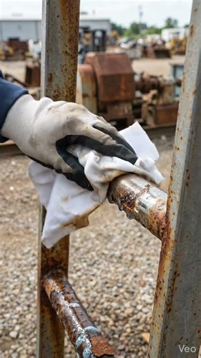 Satisfying Rust Removal – Ladder Rung Cleans Up Like Magic (Real-Time) #satisfyingvideo