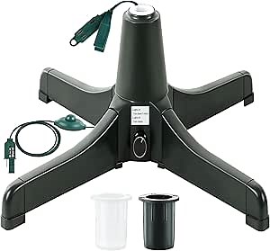 Rotating Christmas Tree Stand with Foot Switch, Hold Up to 7.5FT Artificial Christmas Tree Stand with 3 Built in Electrical Outlets, Rotating Christmas Tree Stand Spinner for Christmas Decorations