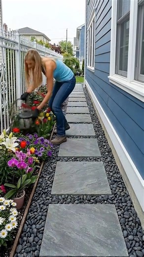 From Plain Side Yard to Beautiful Pathway