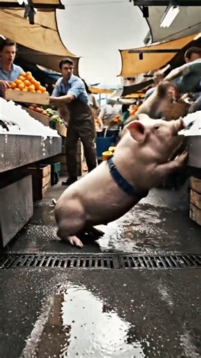 Baby monkey and pig go to the city. #funny #monkeysr #monkey