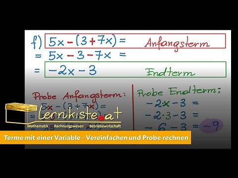 Terme mit einer Variable - Vereinfachen und die Probe rechnen