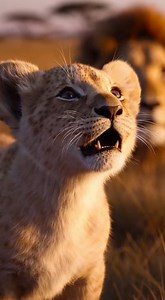 Adorable lion cub practices a fierce roar in the wild savanna. #LionCub #Wildlife | Lion Cub Roars