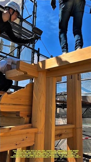Traditional Wooden Beam Assembly by Skilled Builders.