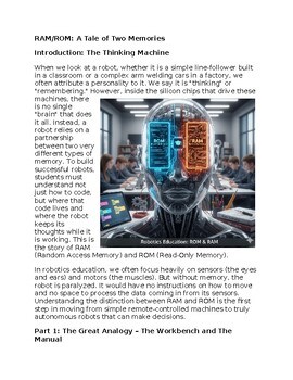 RAM & ROM in Robotics - Reading Passage and x 10 Questions