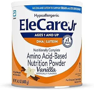 Amazon.com: EleCare Jr Vanilla, DHA & Lutein Amino Acid-Based Nutrition Powder, Complete Nutrition for Ages 1 and Older, 14.1-oz Can : Baby