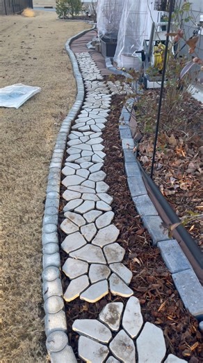 My DIY garden path is slowly coming together. Building a simple and easy garden path that I thought I might start on my own. Wanted to have a simple walking path to easily access my fruit and vegetables garden, specially after rains for the little ones. I think this will do! Getting my hands dirty and loving the proces. Can’t wait to walk through this once it’s done. | A Moment of Calm