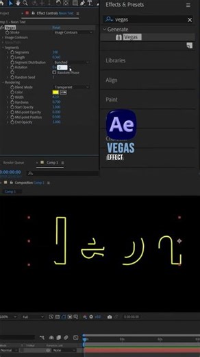 Neon Text Animation in After Effects 🔥 | Vegas Effect Tutorial | Motion Boss 13 #shorts