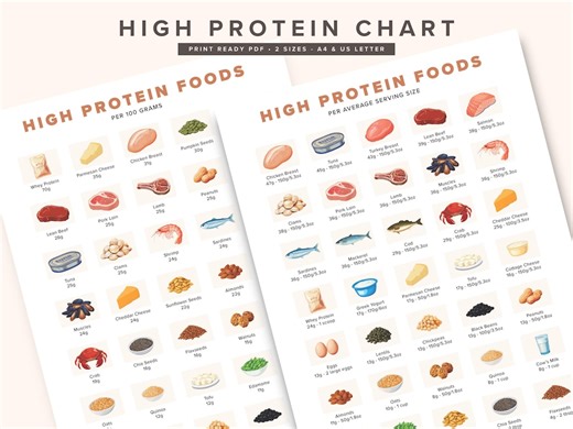 High Protein Food Chart | Protein Rich Foods List | Nutrition Guide, Printable Grocery, Protein Source, Meal Planner, Low Carb, Keto Tracker - Etsy Canada