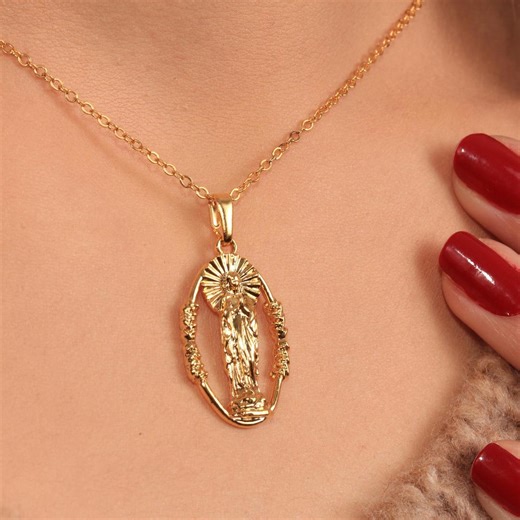 Mother Mary Pendant Necklace, Religious Medallion Charm Necklace, Religious Jewelry, Gift for Her, - Etsy