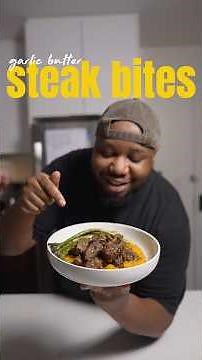 Garlic butter steak bites and sweet potatoe mash!