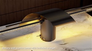 camuucci Battery Operated Wall Sconces Set of Two,Modern Wireless Wall Lights,LED Rechargeable 20000mAh Not Hardwired Remote Control Dimmable Wall Lamp Fixtures for Bedroom Black 33 Inches