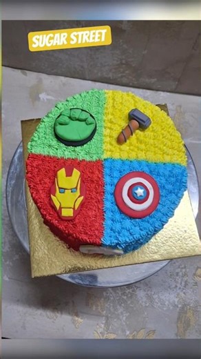 Avengers theme semi fondant cake design|Iron man| thor| hulk| captain America| cake designs