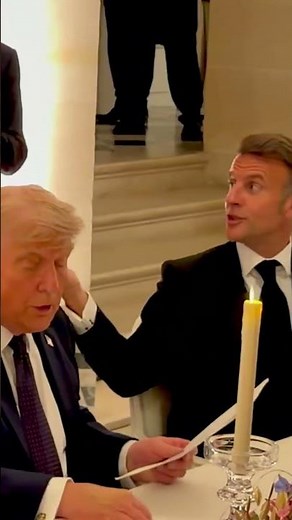 Watch Trump Sign Iran Deal By Hand Over Palace Dinner with Macron #shorts