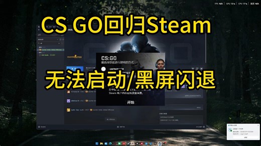 CSGO无法启动，启动后黑屏闪退的解决办法