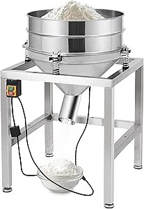 Automatic Powder Sifter Machine, 110V Electric Flour Sifter with 19.6" 40Mesh & 100Mesh Stainless Steel Screens, High-Speed Vibrating Sieve Shaker for Baking, Powder, Grain, and Food Processing