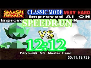 Smash Remix - Classic Mode Speedrun with Polygon Luigi (VERY HARD) in 12:12