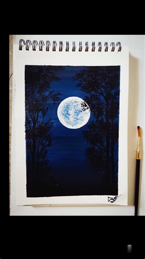 Full Moon Acrylic Painting 🖌️/ Painting for Beginners / Step by Step #art #feedshorts #painting