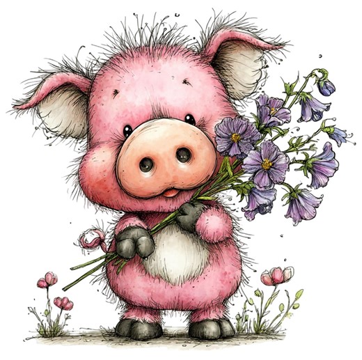 Whimsical Spring Pig Clipart — 34 Watercolor Pngs, Digital Download for Muddy & Blooming Seasonal Designs - Etsy