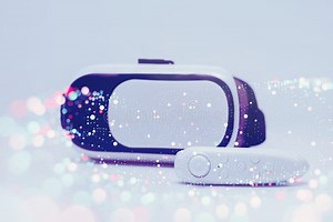 Remote Control in the Background of Glasses for Virtual Reality and 360-degree Video on a Technological Bright and Colored Stock Photo - Image of gamer, virtual: 215473934