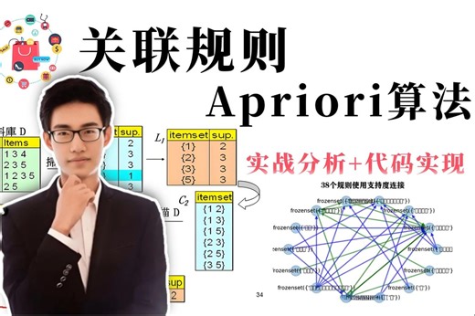 【关联规则Apriori算法】草履虫都能听懂的关联规则教程！迪哥手把手带你从实战到代码的实现，半小时极速入坑！