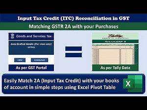 GST Input Tax Credit (ITC) Reconciliation in Excel | Matching 2A with Purchase using Pivot Table.