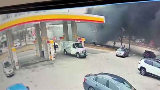 Video of the fiery Canton crash from outside the gas station