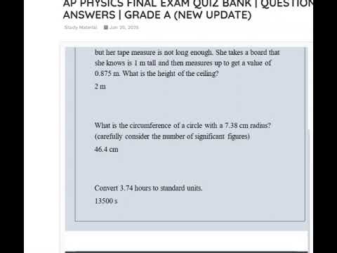 AP PHYSICS FINAL EXAM QUIZ BANK