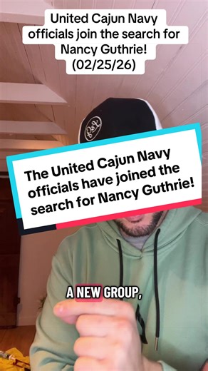 The United Cajun Navy officials have joined the search to find Nancy Guthrie. What I like about it, is that they are doing things the right way. They are speaking with officials to make sure they are doing things properly and not hindering the investigation. Very excited to see how this plays out. They will also not be receiving the reward if they do find Nancy and they will be forwarding that reward to missing person‘s cases! ##nancy##nancyguthrie##trending##search##investigation