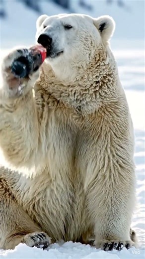 polar bear drinking coke