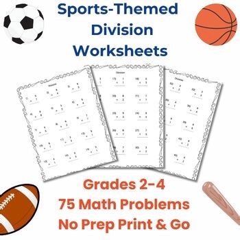 Sports-Themed Division Worksheets (Grades 2–4) | 75 Problems | No-Prep Printable