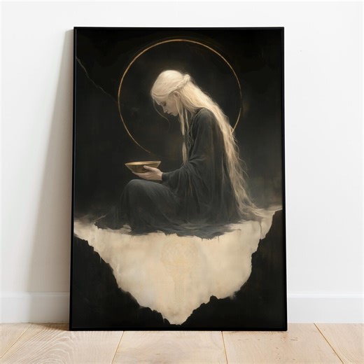 Sigyn Norse Goddess Art | Viking Mythology | Dark Minimalist Art | Pagan Patience Decor | Tragic Fidelity | Norse Wall Art - Etsy
