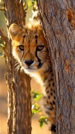 🐾 Baby Cheetah Plays Peekaboo | Cutest Hide and Seek Ever! 🐆💛 #shorts #cute #animals