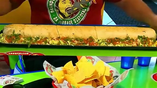 Tackling a giant burrito challenge