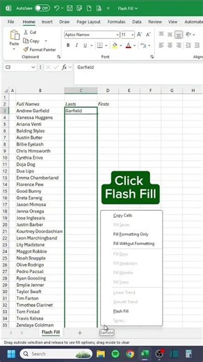 Flash Fill in Excel‼️ #excel