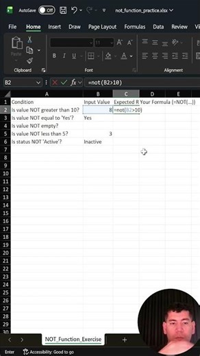 27 Excel Using NOT in a simple business example