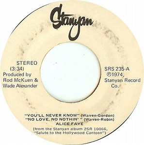 Alice Faye - You'll Never Know / No Love, No Nothin'