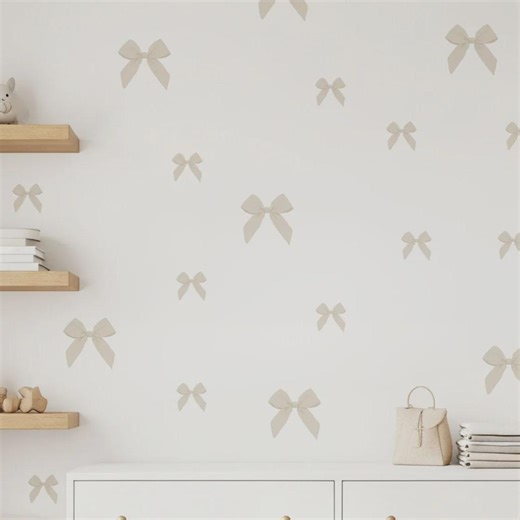 Ribbon Bow Wall Decals, Bow Wall Stickers, Bow Wall Stickers for Bedroom, Coquette Bow Wall Decor, Bow Wall Decor, Pink Bow Wall Decals - Etsy