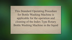 SOP for Index Type Rotary Bottle Washing Machine